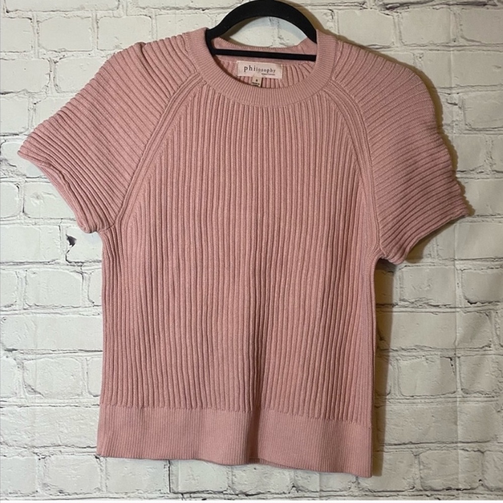 Philosophy Pink Ribbed Shirt Sleeve Top